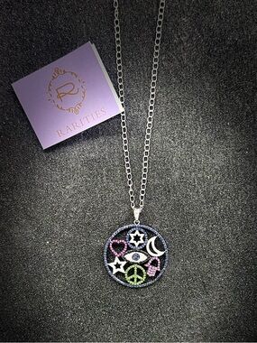 *NWT*RARITIES Sterling Silver Multi-gemstone Talisman Pendant with Chain